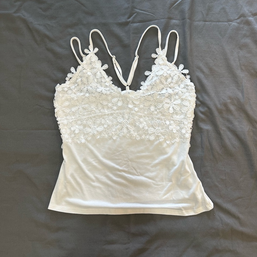 Elegant White Lace Camisole Top